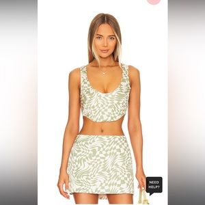 For Love and Lemons Nomi Crop Top in Green